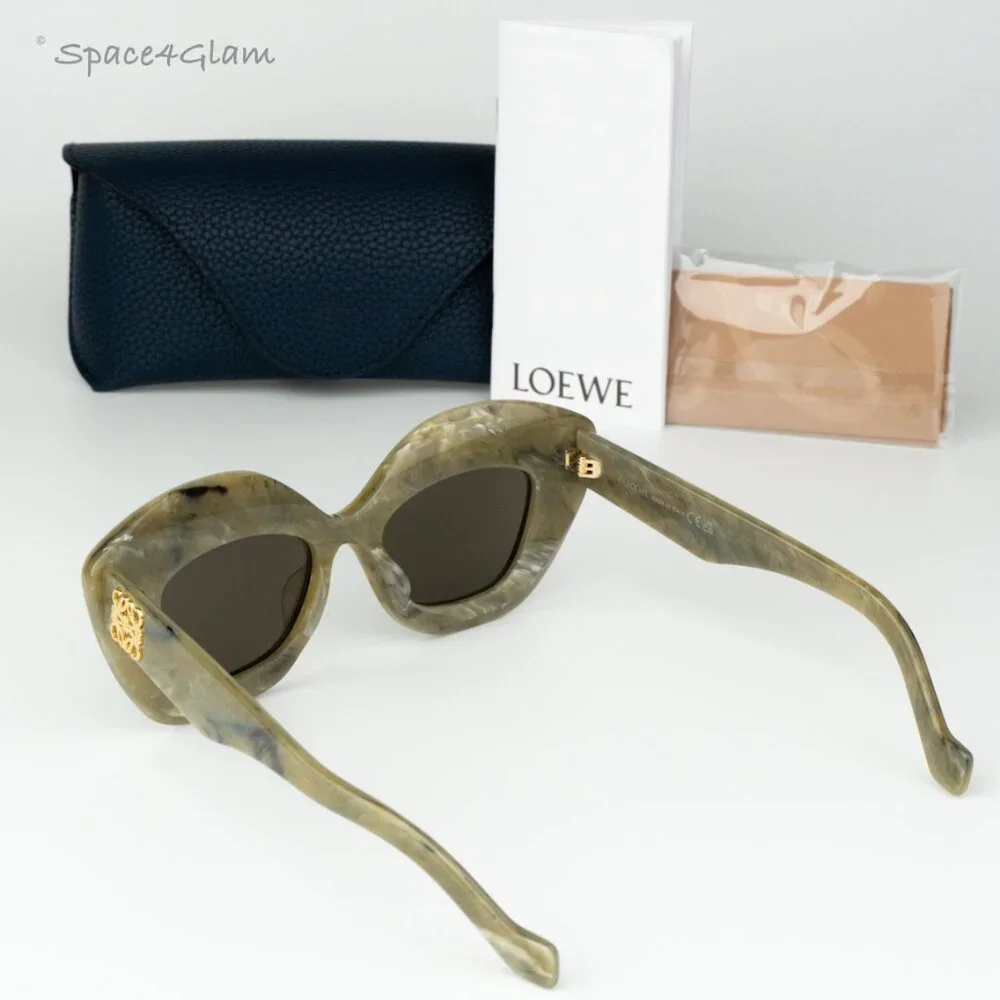 Loewe Men Sunglasses Green Brown Cat Eye LW40127I ANAGRAM 60E NEW AUTHENTIC